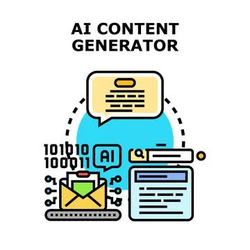 Artificial intelligence generating digital content and creative text Stock Illustration