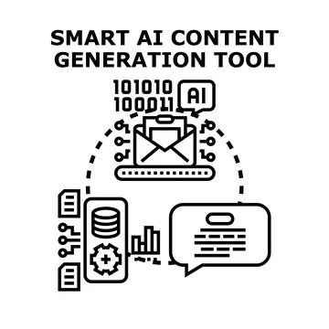 Artificial intelligence generating digital content marketing Stockillustratie