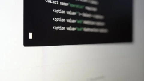 Artificial intelligence generating source code or script, real computer Stock Footage 258317564