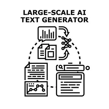 Artificial intelligence generating text content and data analysis Stock Illustration
