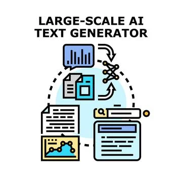 Artificial intelligence generating text content and data analysis Stock Illustration