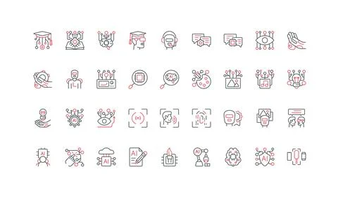 Artificial intelligence, generative AI, machine learning, automation line icon イラスト素材