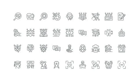 Artificial intelligence, generative AI, machine learning, automation line icon 스톡 일러스트