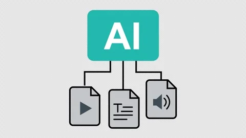 Artificial Intelligence generative media processing emerging video, text an.. Video stock 346981686