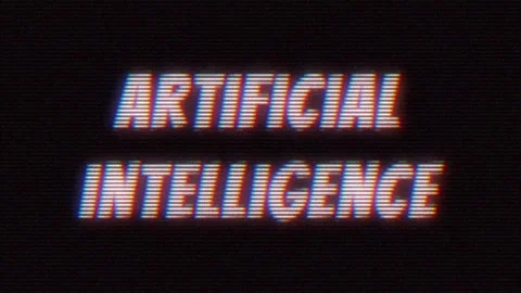 Artificial Intelligence Glitch Typography on Dark Background. 4K Stock Footage 324897212
