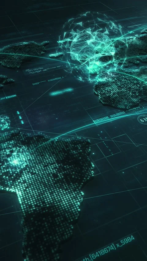 Artificial intelligence global network connecting world map data Stock Footage 317321397