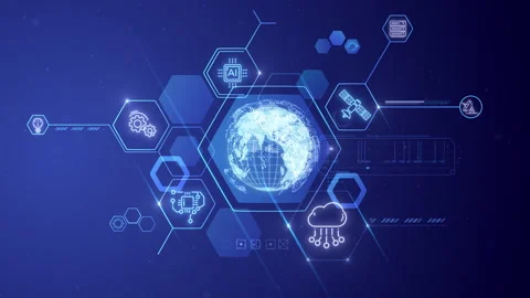 Artificial intelligence global network connecting modern technologies Stock Footage 335887852