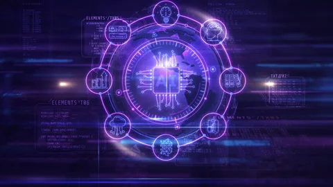 Artificial intelligence global network processing future digital data Stock Footage 325154193