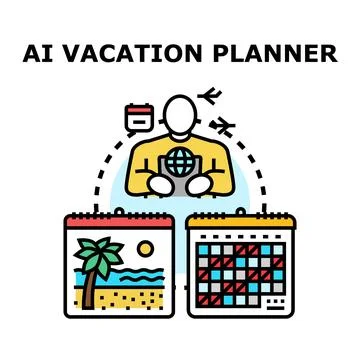 Artificial intelligence global vacation planning and scheduling Illustration
