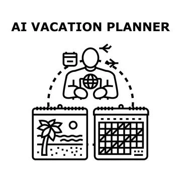 Artificial intelligence global vacation planning and scheduling Stock Illustration