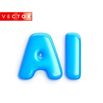 Artificial Intelligence. Glossy realistic 3D letters AI Stock Illustration