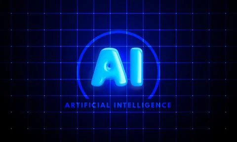 Artificial Intelligence. Glossy realistic 3D letters AI Stock Illustration