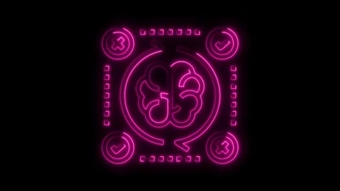 Artificial intelligence glowing neon brain with feedback loop system in pin.. Stock Footage 308193517