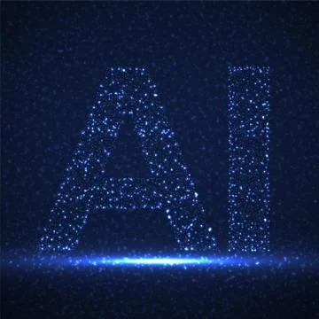 Artificial Intelligence with glowing particles. Abstract technology concept Stock Illustration