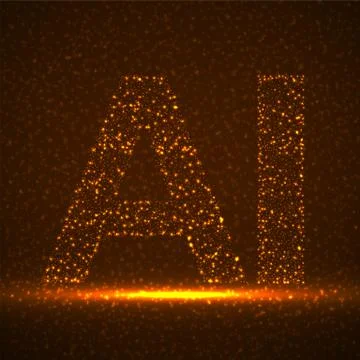 Artificial Intelligence with glowing particles. Abstract technology concept Stock Illustration