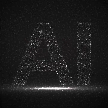 Artificial Intelligence with glowing particles. Abstract technology concept Stock Illustration