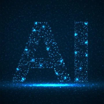 Artificial Intelligence with glowing particles. Abstract technology concept Stock Illustration