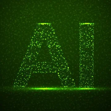 Artificial Intelligence with glowing particles. Abstract technology concept.  Stock Illustration