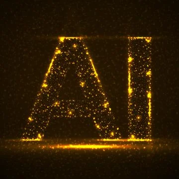 Artificial Intelligence with glowing particles. Abstract technology concept.. Stock Illustration