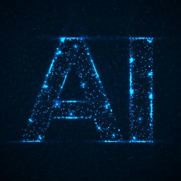 Artificial Intelligence with glowing particles. Abstract technology concept.  Stock Illustration