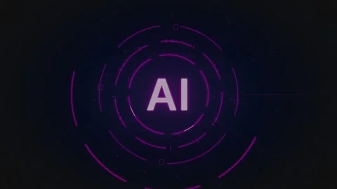 Artificial intelligence glowing purple circular interface overlay for machi.. 動画素材 347625765