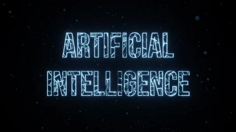 Artificial Intelligence Glowing Text with Shattered Glass Effect Vídeo Stock 337244127