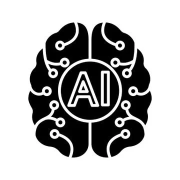 Artificial intelligence glyph icon Stock Illustration