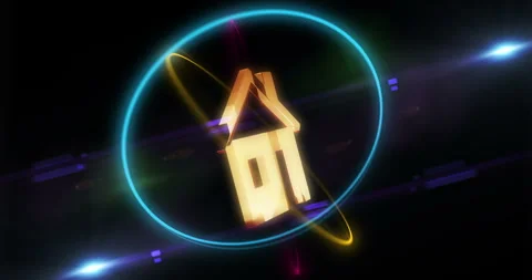 Artificial intelligence golden symbol in neon circle Stock Footage 332302970