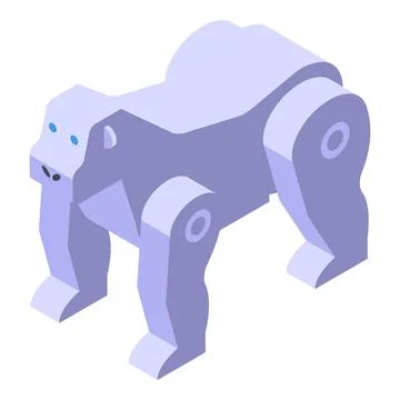 Artificial intelligence gorilla robot walking isometric view Illustrazione stock