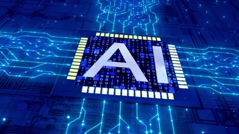 Artificial intelligence gpu chip circuit board Video stock 303539233