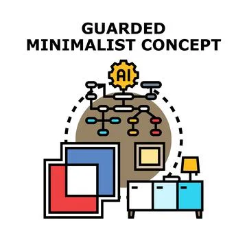 Artificial intelligence guarding minimalist digital data concept Illustrazione stock