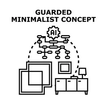 Artificial intelligence guarding minimalist digital data concept Stock Illustration