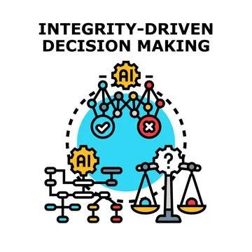 Artificial intelligence guiding ethical integrity decisions Stock Illustration