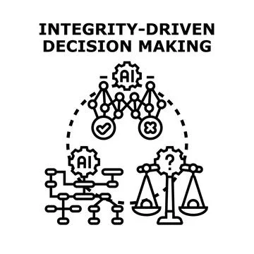 Artificial intelligence guiding ethical integrity decisions Illustrazione stock