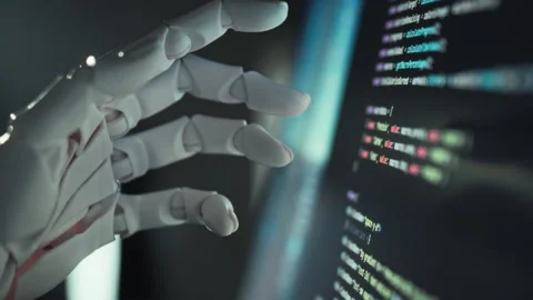 With artificial intelligence guiding it software-controlled robotic system m Stock Footage 335462482