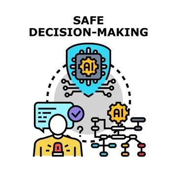 Artificial intelligence guiding safe decision making process Stock Illustration