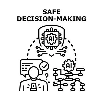 Artificial intelligence guiding safe decision making process Stock Illustration