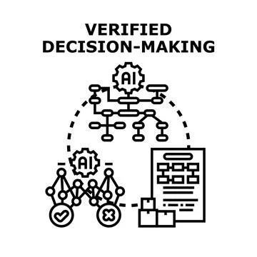 Artificial intelligence guiding verified decision making process Stock Illustration