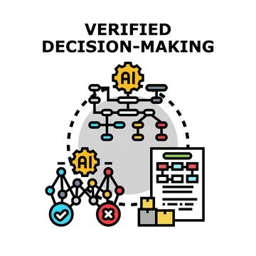 Artificial intelligence guiding verified decision making process Stock Illustration