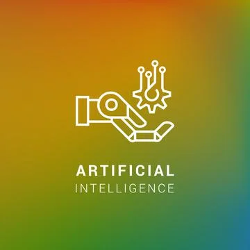 Artificial intelligence. The hand of a robot with a gear. logo. Stock Illustration