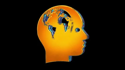 Artificial intelligence head isolated symbol 3d rotate loop animation Stock Footage 330050661