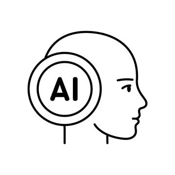 Artificial intelligence head line icon. AI digital brain for technology and.. Stock Illustration