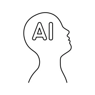 Artificial intelligence head line icon. AI digital brain for technology and.. Stock Illustration