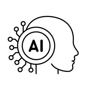 Artificial intelligence head line icon. AI digital brain for technology and.. Stock Illustration