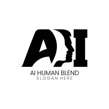 Artificial Intelligence Head Profile Logo Design with Monogram Letters 스톡 일러스트