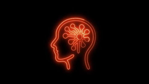 Artificial intelligence head silhouette neon glowing motion. 動画素材 333081107