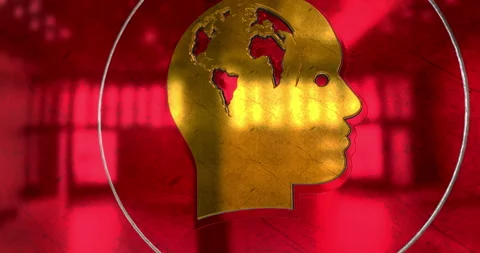 Artificial intelligence head symbol 3d metal style animation Stock Footage 330050778