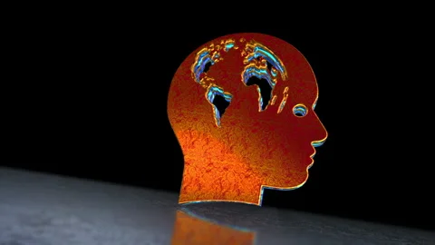 Artificial intelligence head symbol 3d spectacular animation Stock Footage 330103813