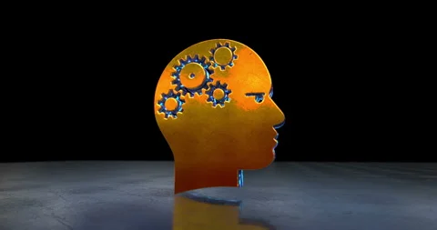 Artificial intelligence head symbol 3d spectacular animation Stock Footage 330104028