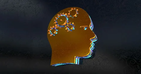 Artificial intelligence head symbol 3d spectacular animation Stock Footage 330104226